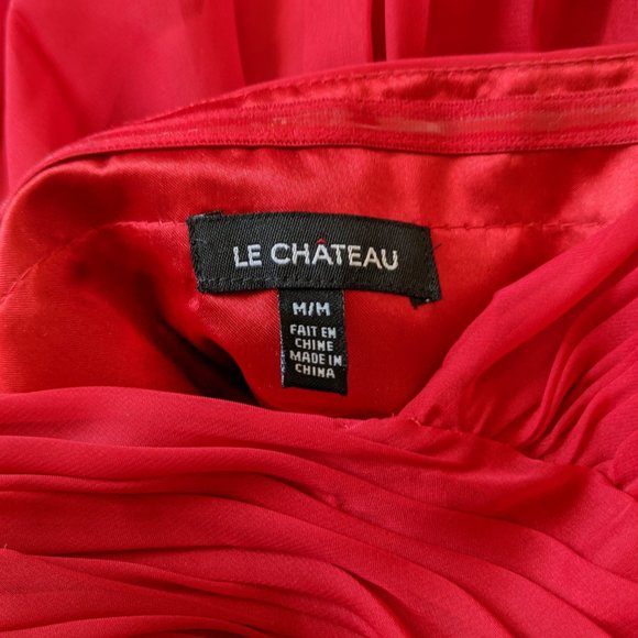 Le Chateau Strapless Chiffon Dress, Red, Size M - Picture 4 of 8